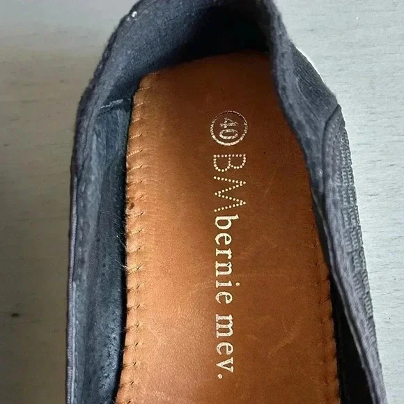 BM Bernie Mev. Woven Loafer Slip On Size 40 US 9 Black Flat Comfort White Sole - Picture 5 of 11